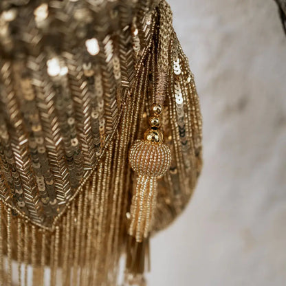 Bombonera Campano Flecos Dorada