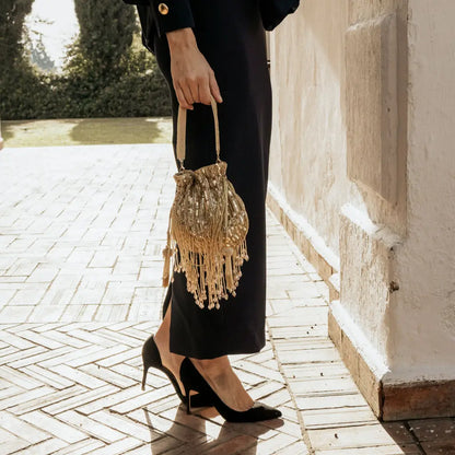 Bombonera Campano Flecos Dorada