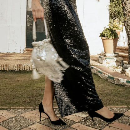 Bombonera Campano Flecos Plateada