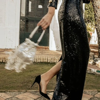 Bombonera Campano Flecos Plateada