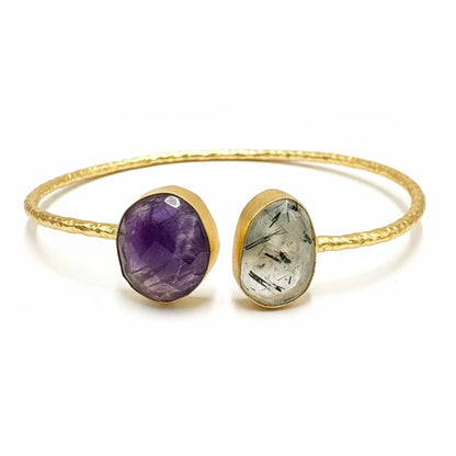 Brazalete Caliza Morado y Verde Prenhita