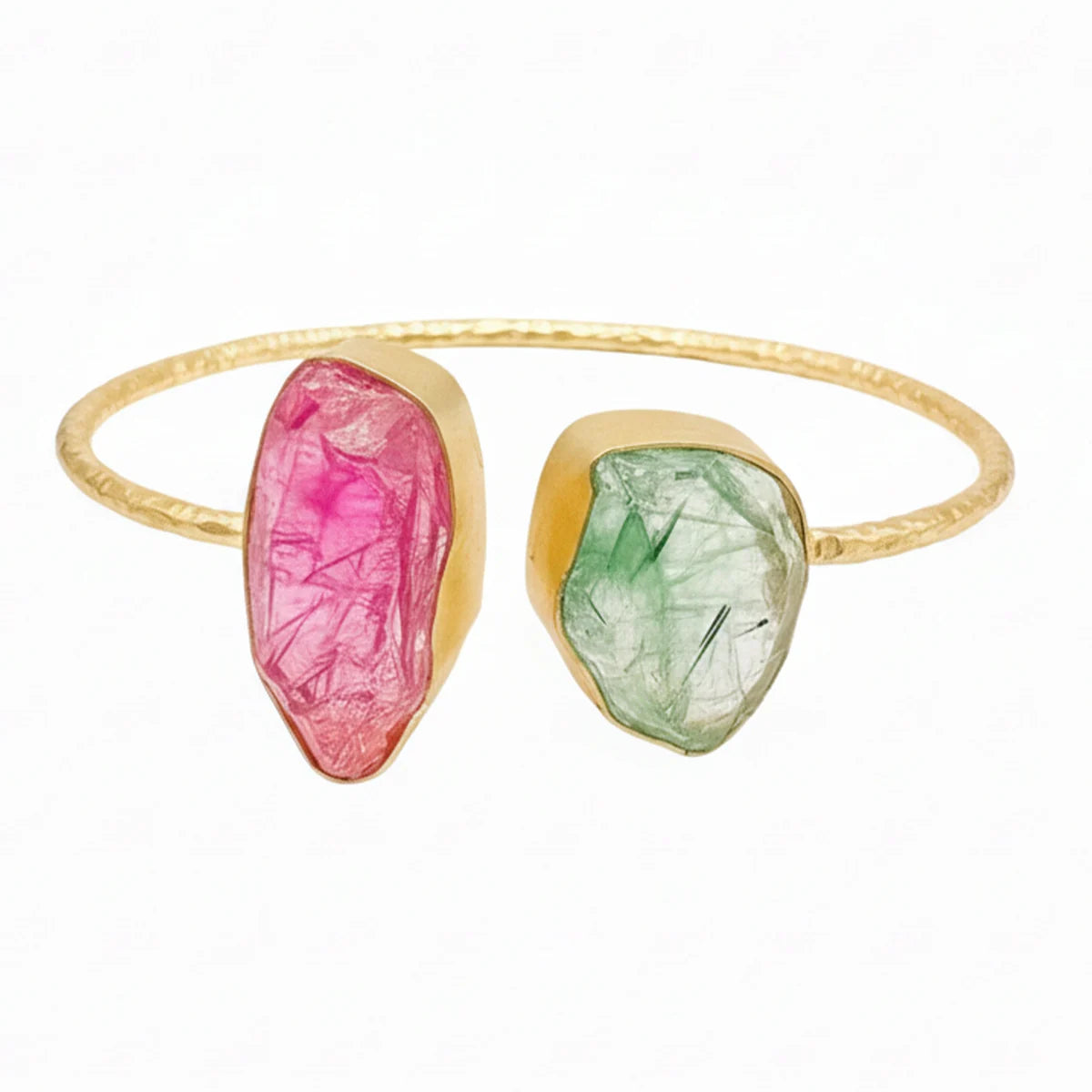 Brazalete Caliza Rough Verde y Fucsia