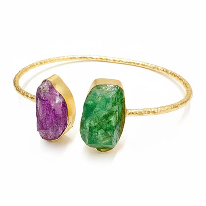 Rough Limestone Bracelet, Green and Purple