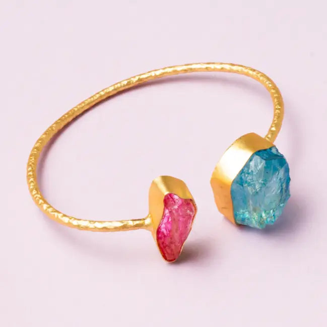 Brazalete Caliza Rough Azul turquesa y Fucsia