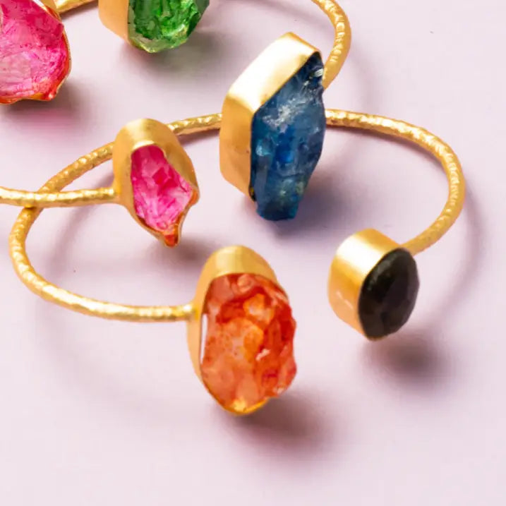 Brazalete Caliza Rough Azul y Fucsia