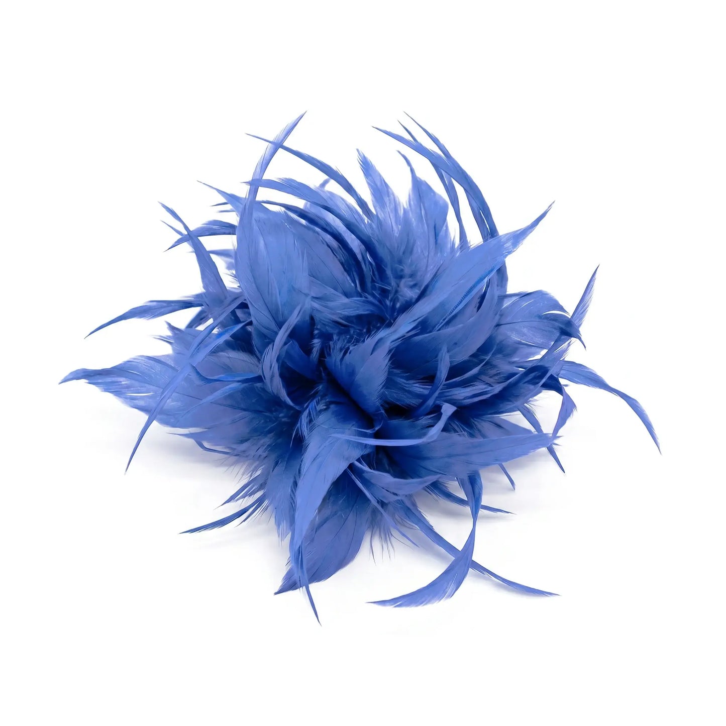 Broche / Tocado Flor Plumas Azul añil claro