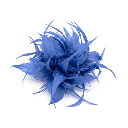 Broche / Tocado Flor Plumas Azul añil claro