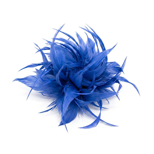 Broche / Tocado Flor Plumas Azul añil claro