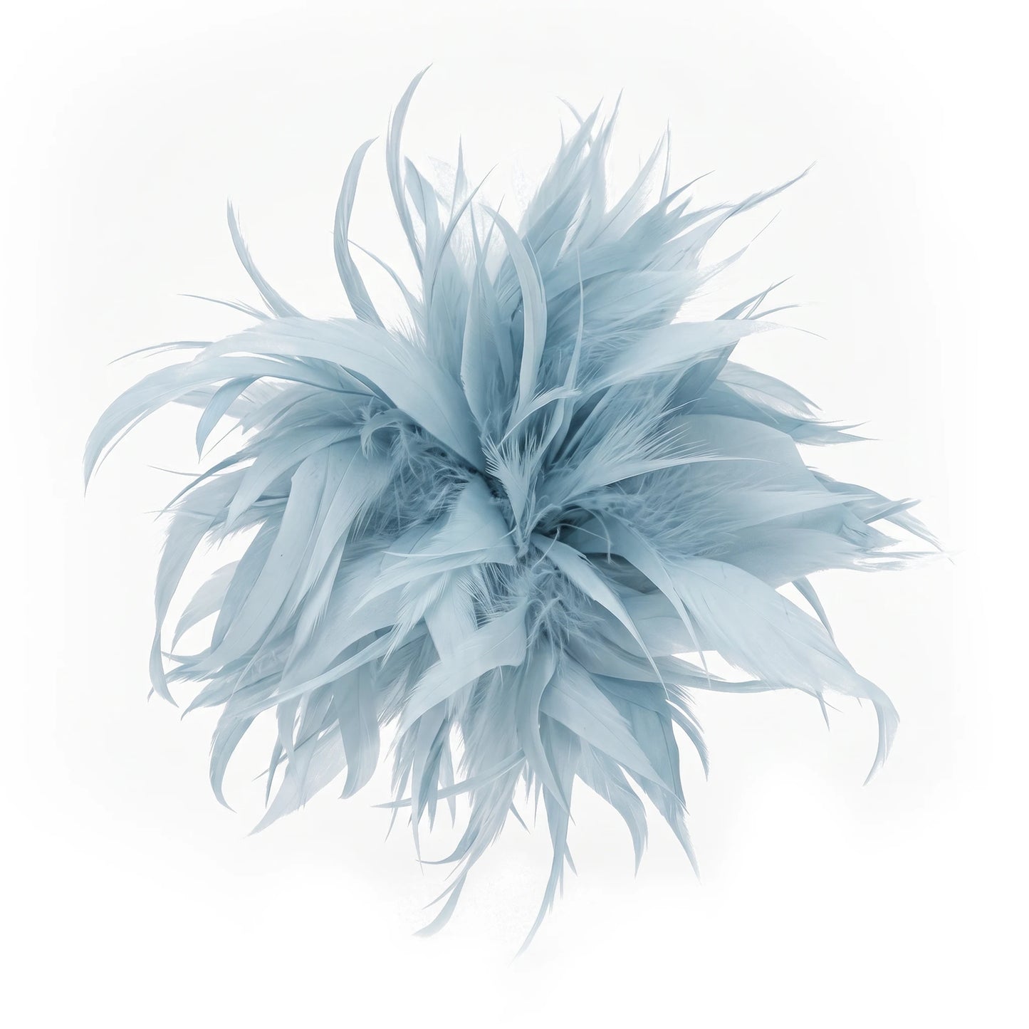 Broche / Tocado Flor Plumas Azul claro