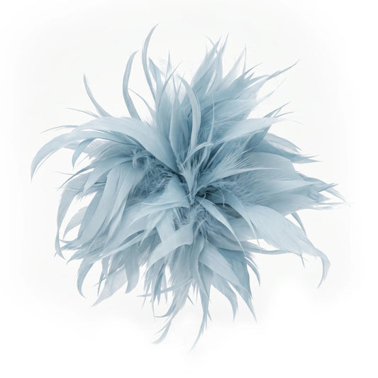 Broche / Tocado Flor Plumas Azul claro