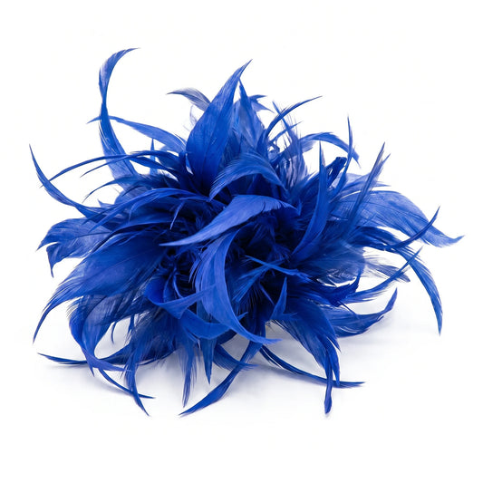 Broche / Tocado Flor Plumas Azul