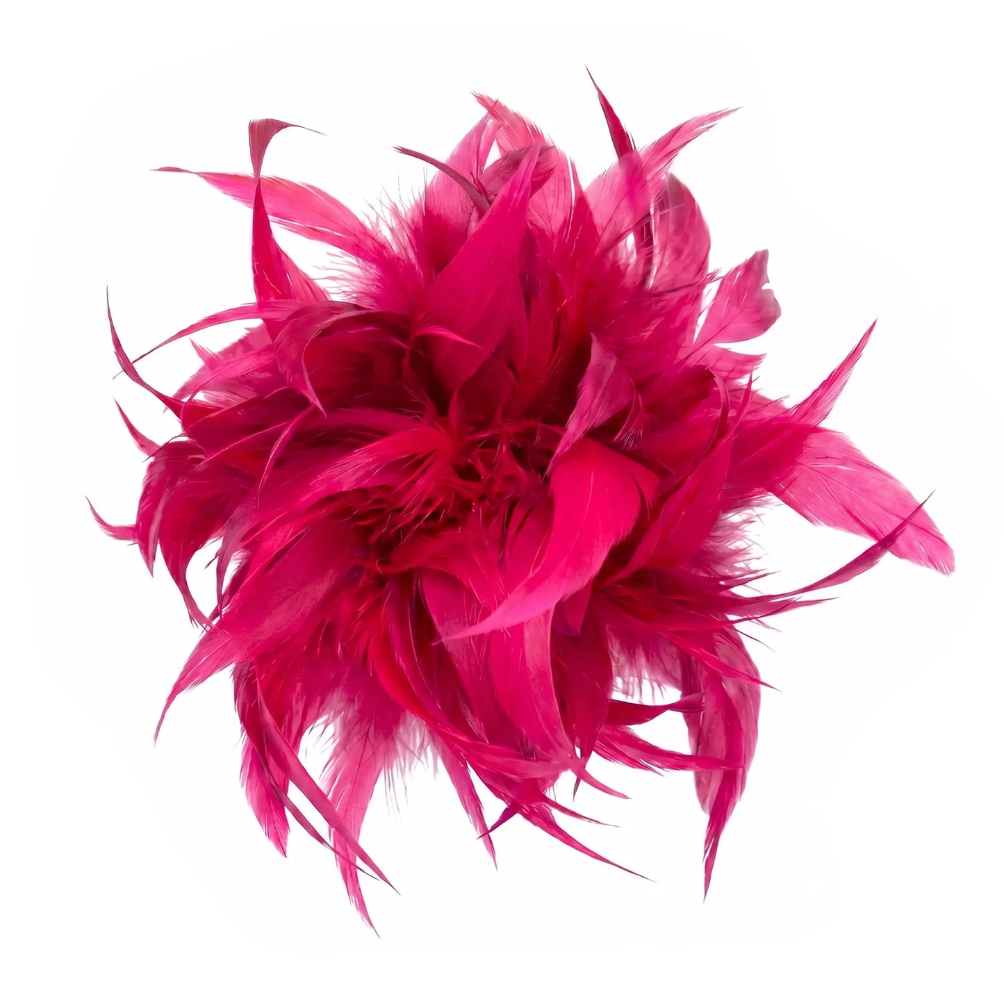 Broche / Tocado Flor Plumas Fucsia