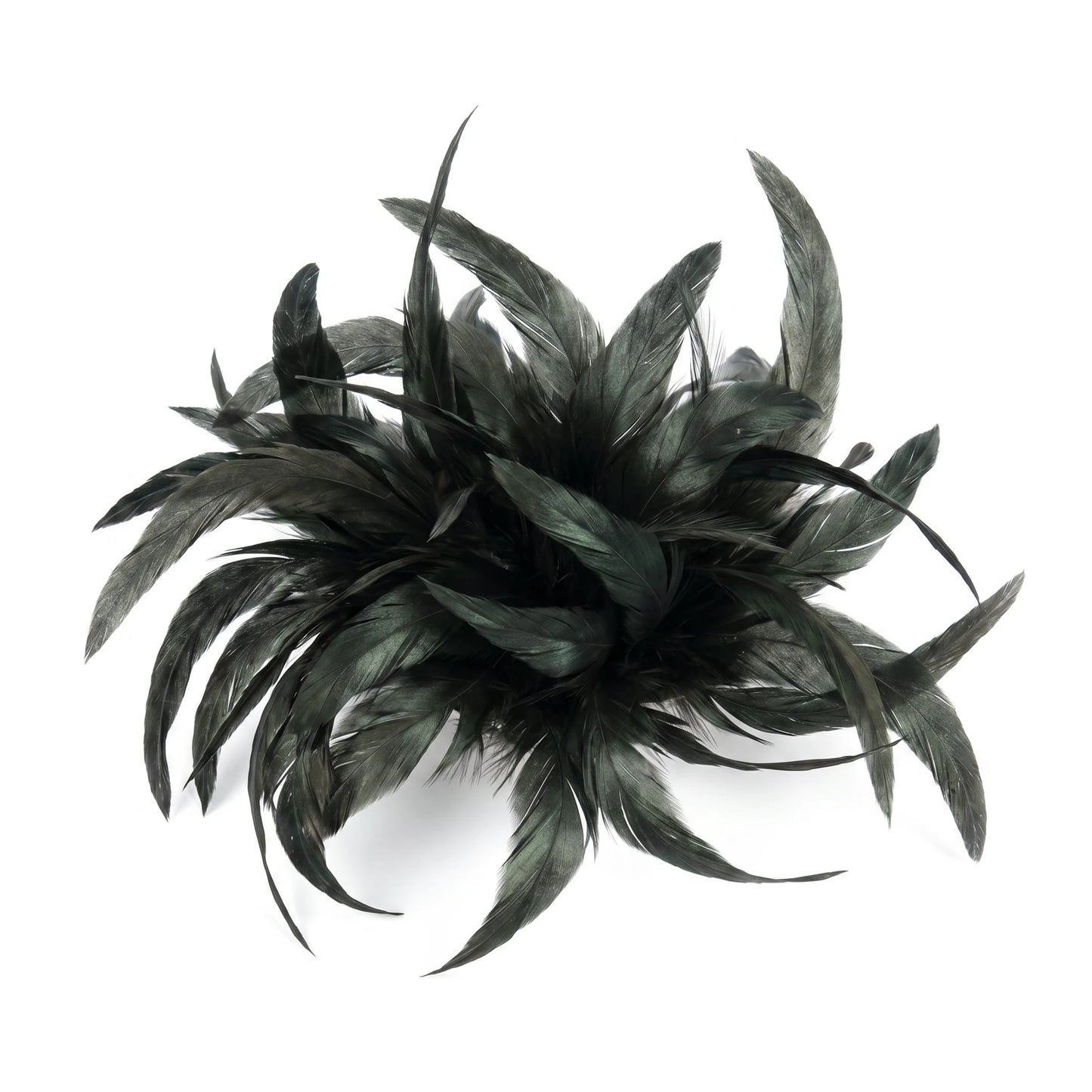 Broche / Tocado Flor Plumas Gris