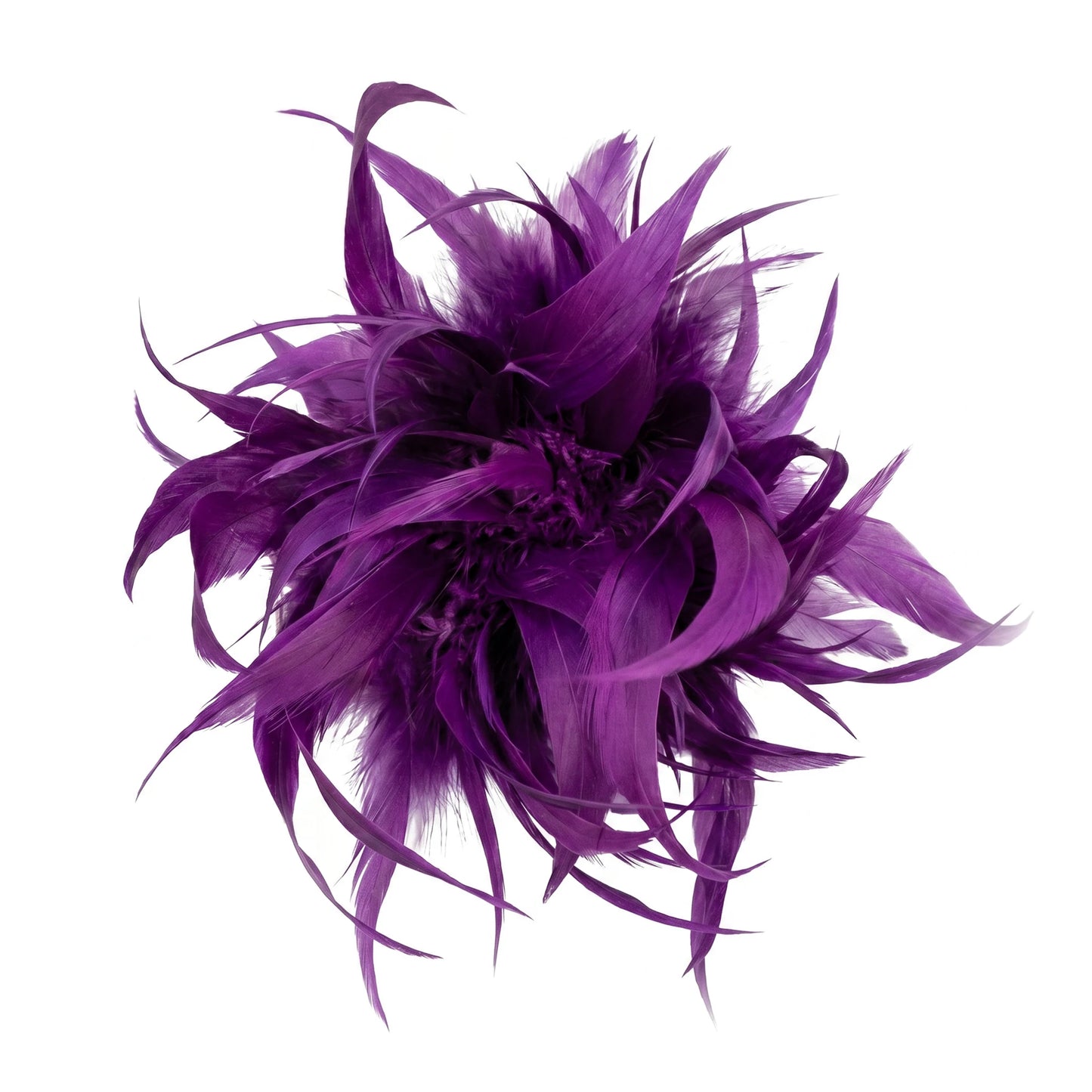 Broche / Tocado Flor Plumas Morado buganvilla