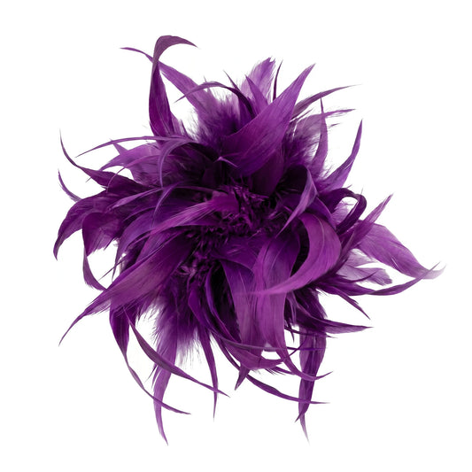 Broche / Tocado Flor Plumas Morado buganvilla