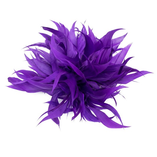Broche / Tocado Flor Plumas Morado