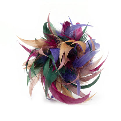 Broche / Tocado Flor Plumas Multicolor