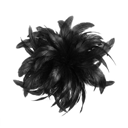 Broche / Tocado Flor Plumas Negro