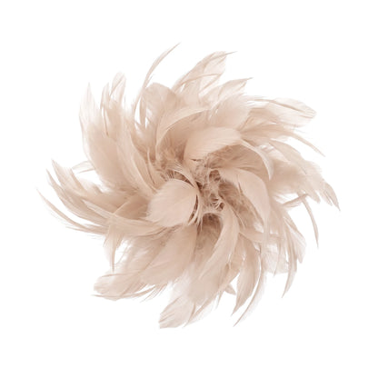 Broche / Tocado Flor Plumas Nude