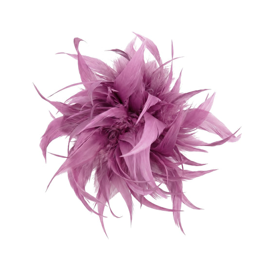 Broche / Tocado Flor Plumas Rosa