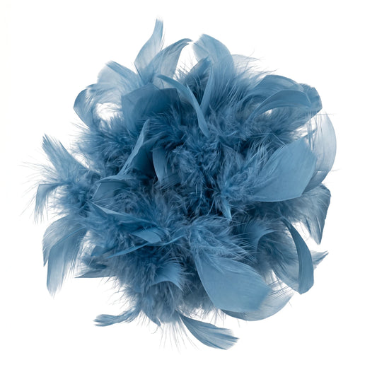 Broche / Tocado Flor Plumas Soft Azul pigeon