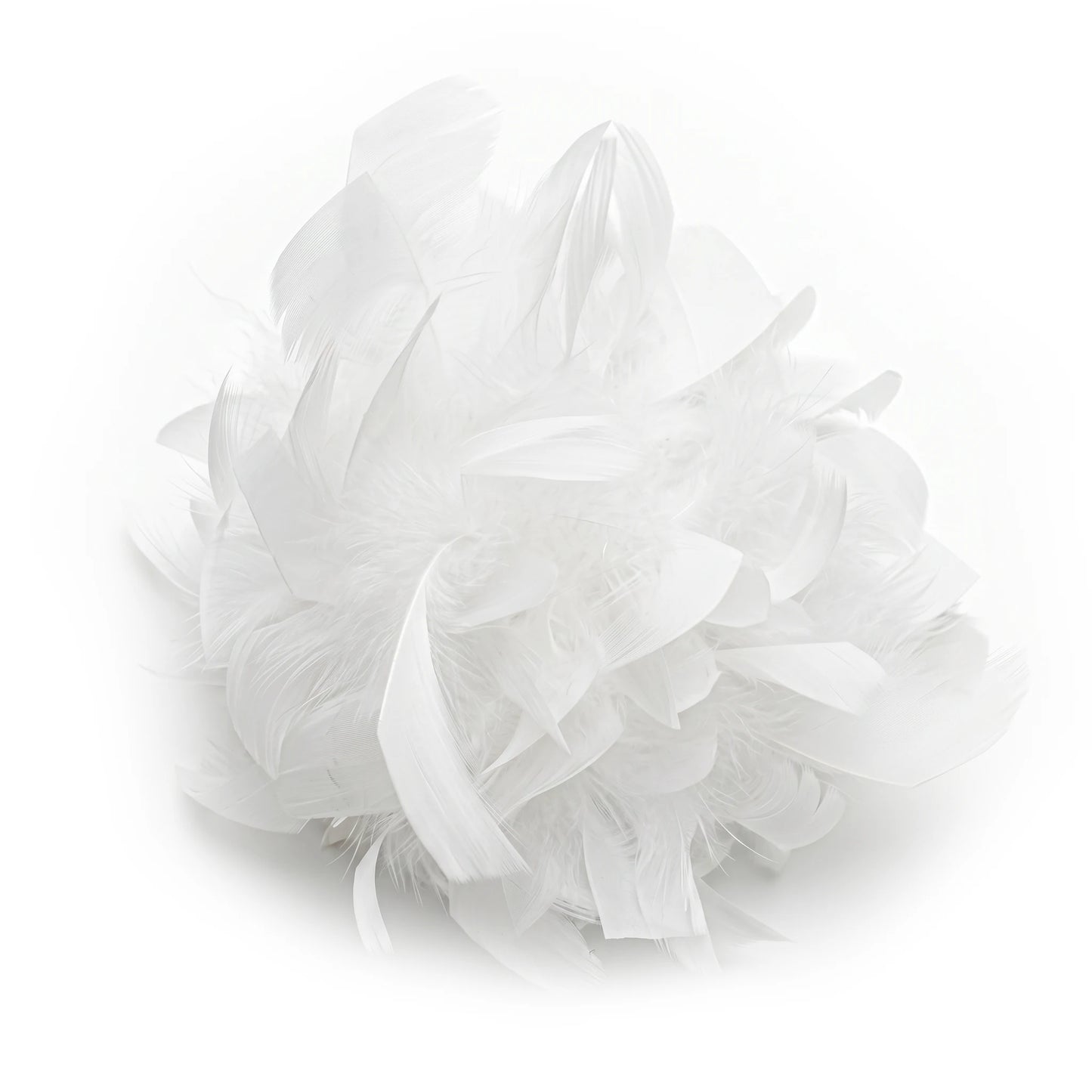 Broche / Tocado Flor Plumas Soft Blanco