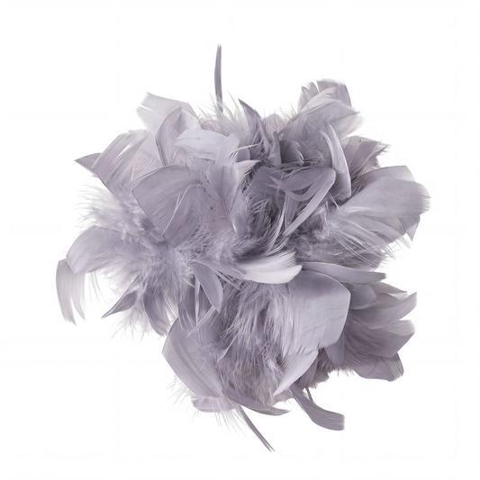 Broche / Tocado Flor Plumas Soft Gris claro