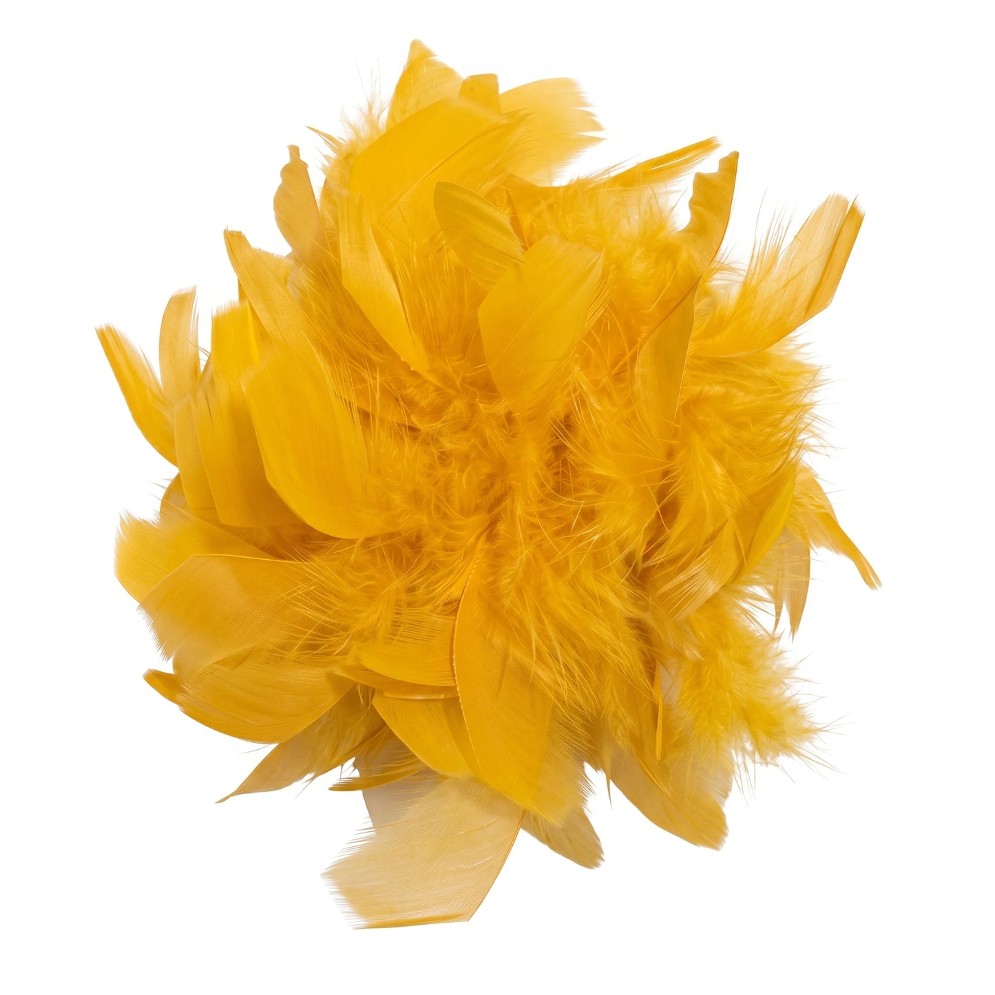 Broche / Tocado Flor Plumas Soft Mostaza