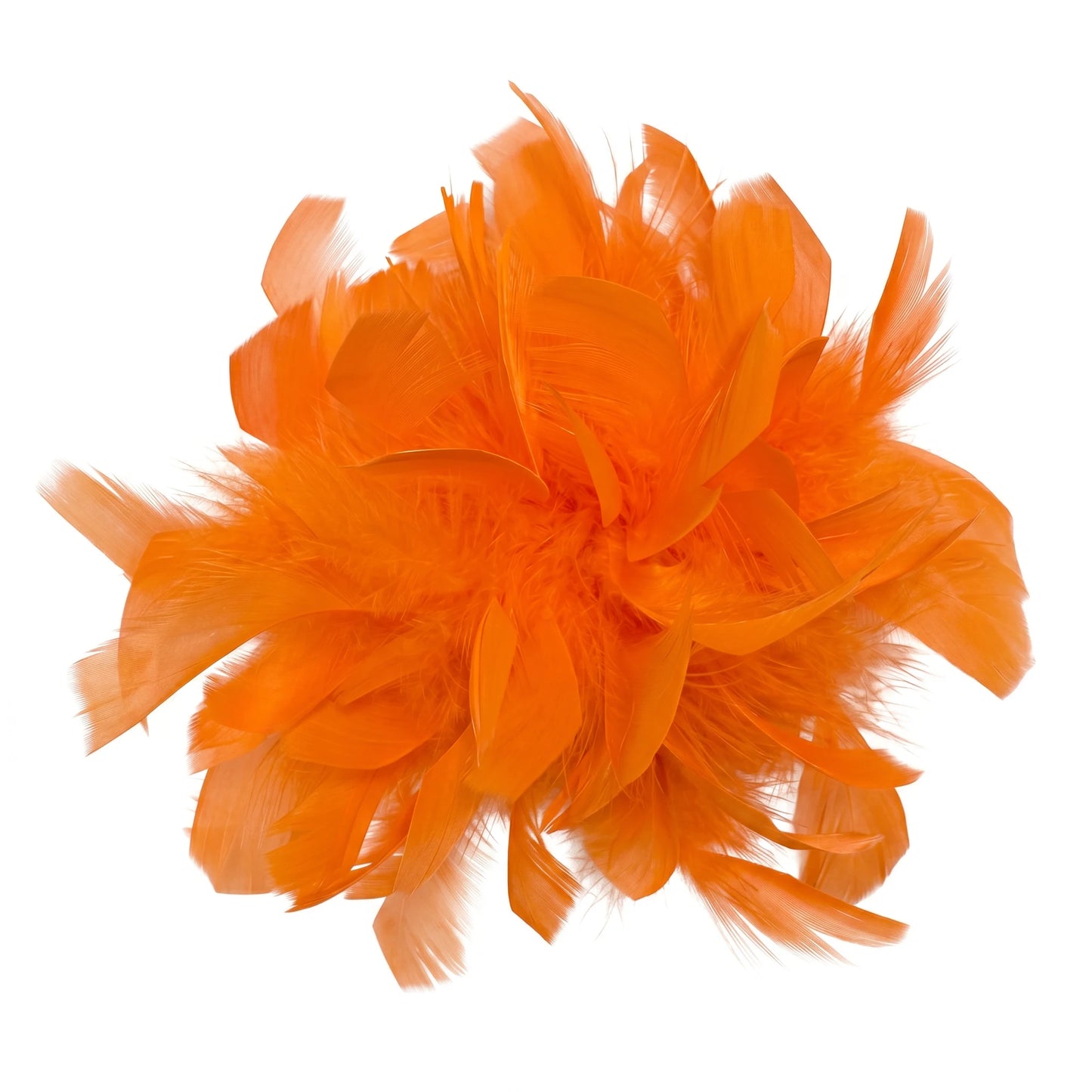 Broche / Tocado Flor Plumas Soft Naranja