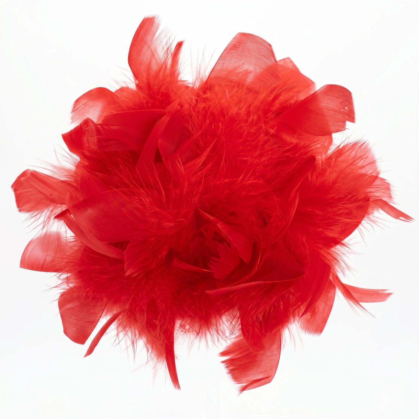 Broche / Tocado Flor Plumas Soft Rojo