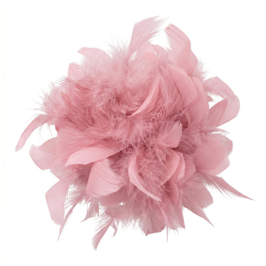 Broche / Tocado Flor Plumas Soft Rosa