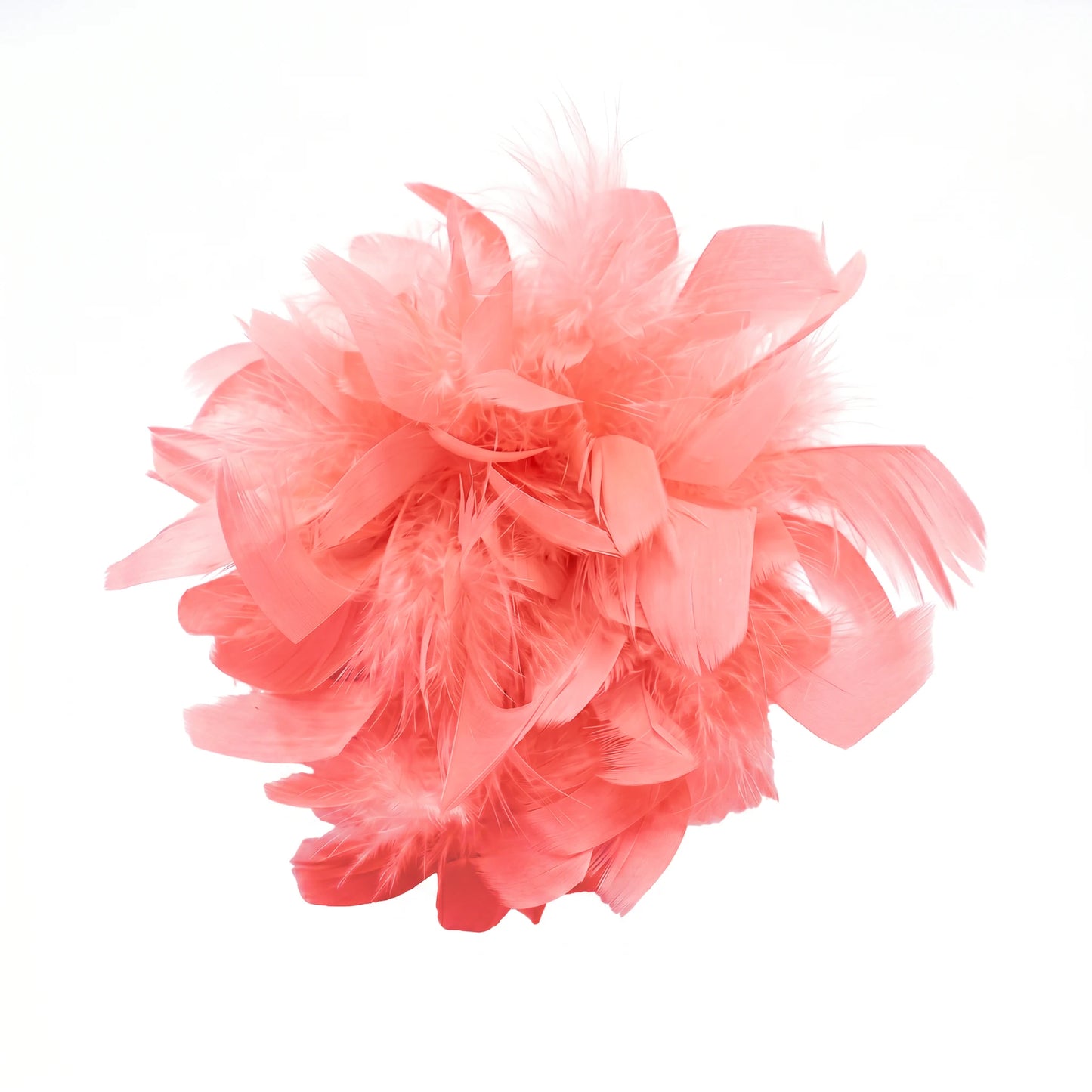 Broche / Tocado Flor Plumas Soft Rosa coral flúor