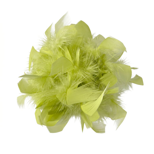 Broche / Tocado Flor Plumas Soft Verde Lima