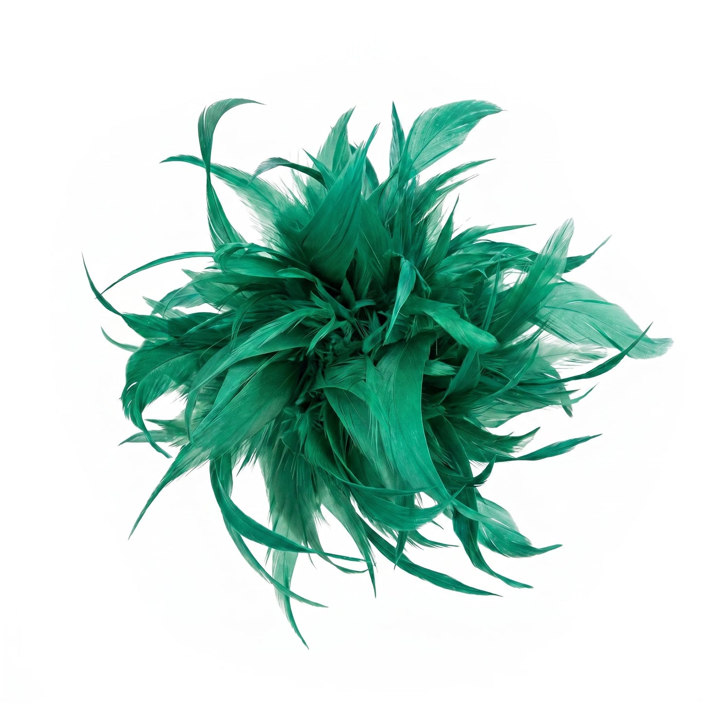 Broche / Tocado Flor Plumas Verde