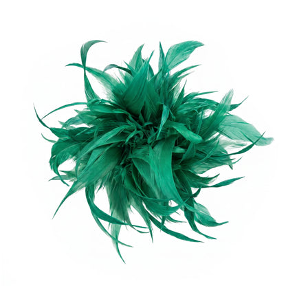Broche / Tocado Flor Plumas Verde
