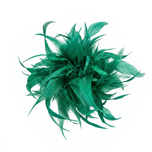 Broche / Tocado Flor Plumas Verde