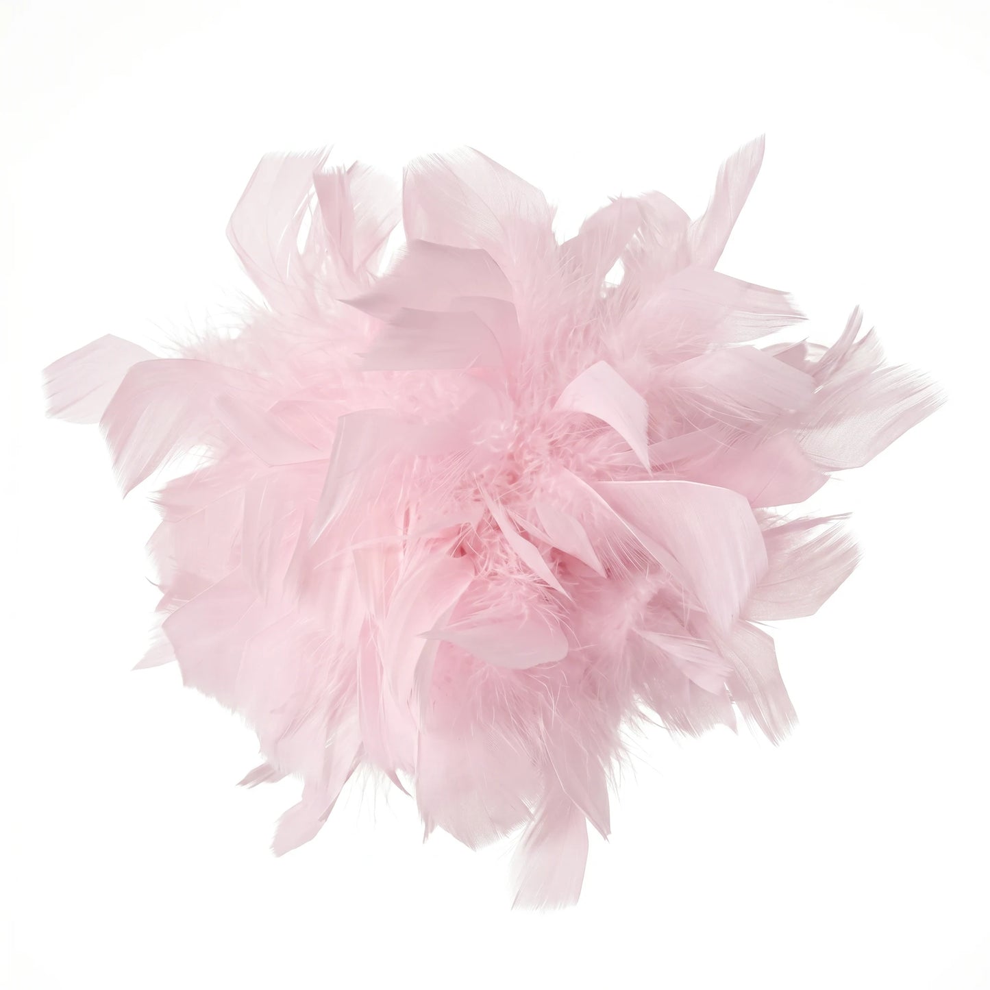 Broche / Tocado Flor Plumas Soft Rosa Claro