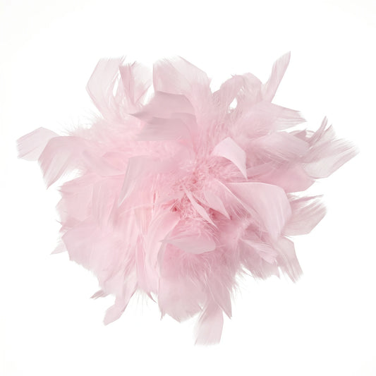 Broche / Tocado Flor Plumas Rosa Claro