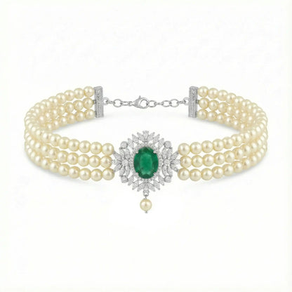 Conjunto Pendientes Cilla + Choker Cella Plata Verde