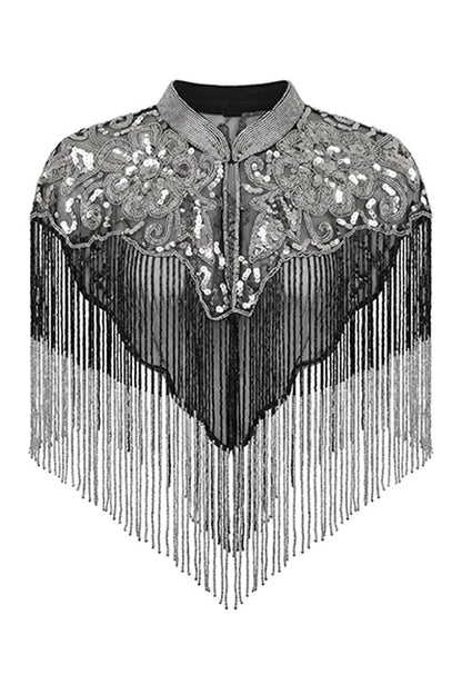 Capa Joya Aura Lentejuelas Negra y Plateada