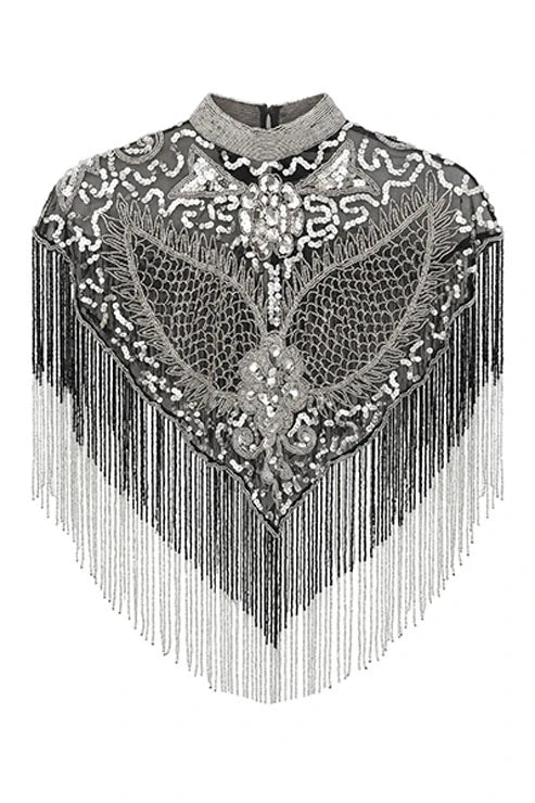 Capa Joya Aura Lentejuelas Negra y Plateada