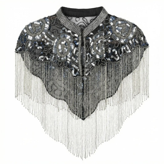Elvy Jewel Cape Silver and Black