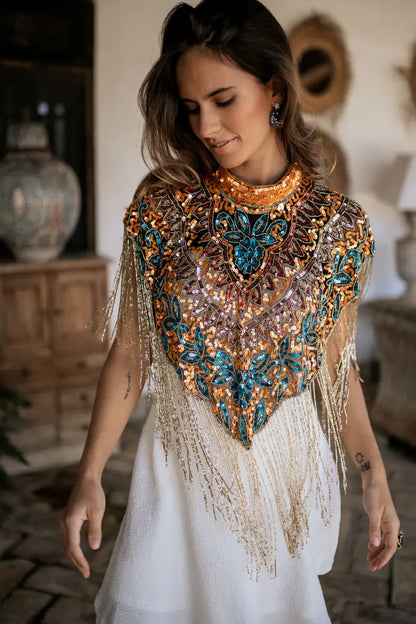 Capa Joya Multi Brillo Naranja, Azul turquesa y Rosado