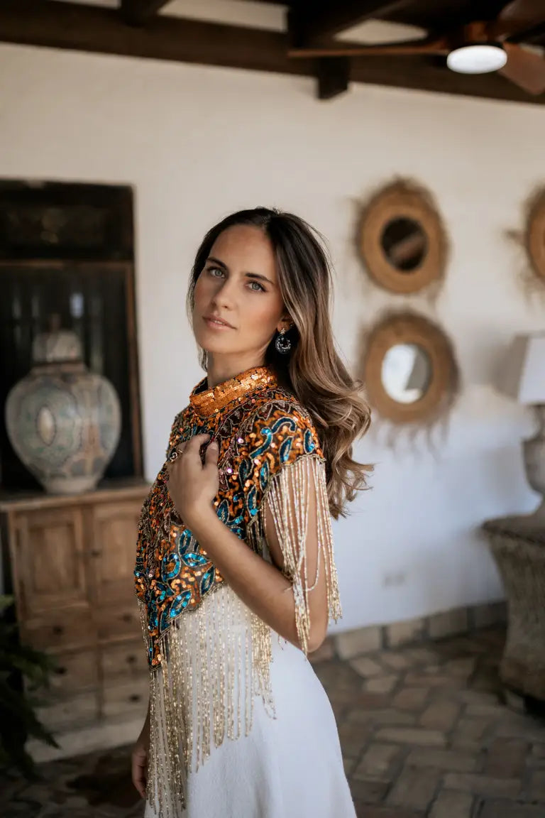 Capa Joya Multi Brillo Naranja, Azul turquesa y Rosado