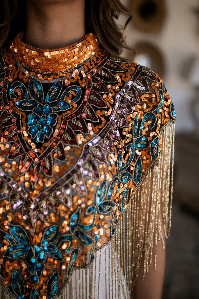 Capa Joya Multi Brillo Naranja, Azul turquesa y Rosado