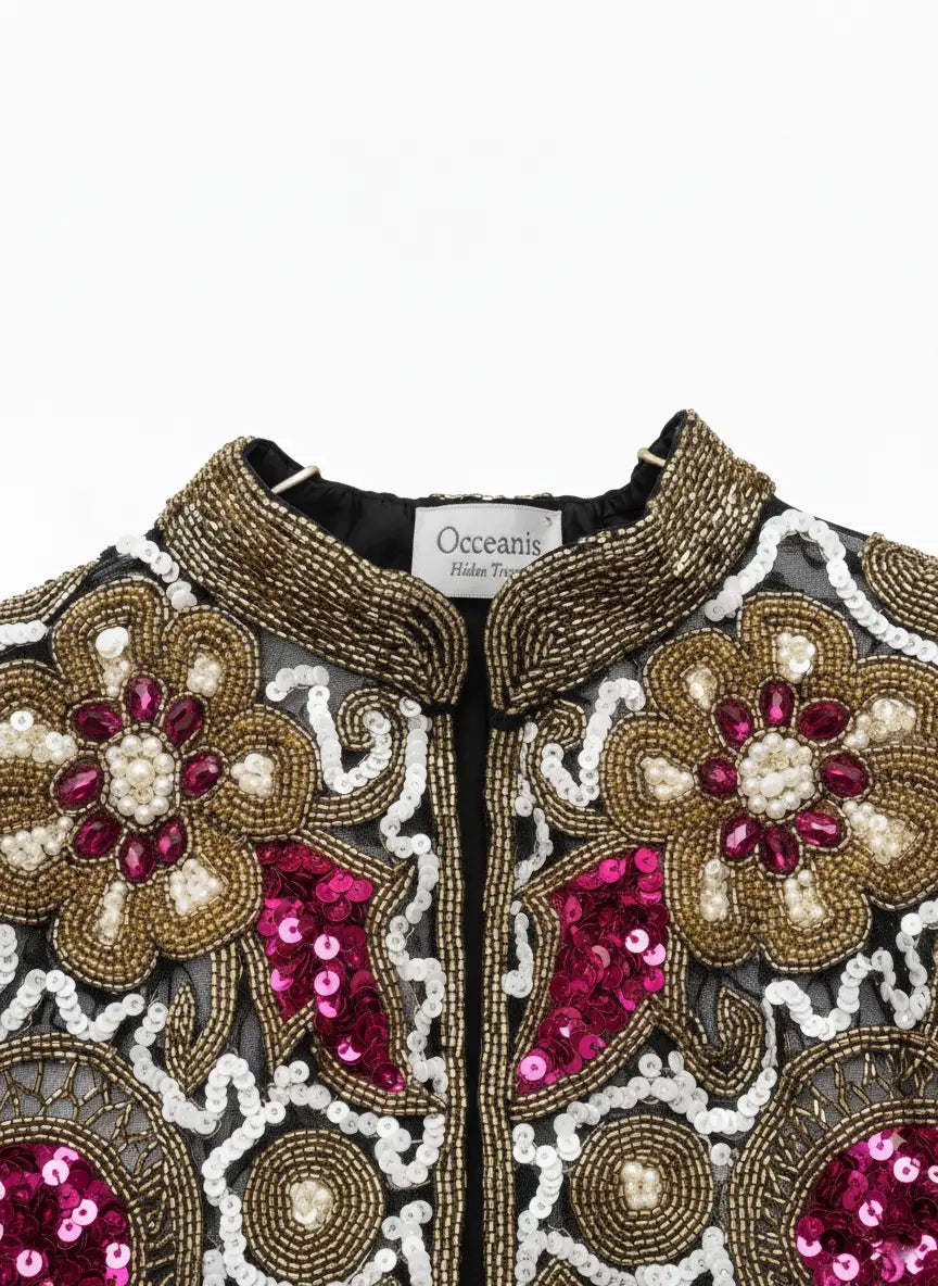 Capa Joya Multi Fulgor Dorado, Blanca y Fucsia