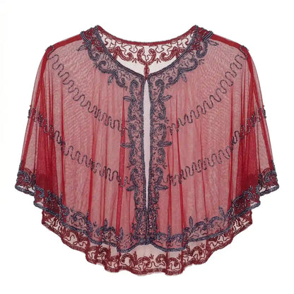 Capa Tul Bordada Velaria Rojo y Cromo