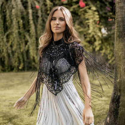 Capa Joya Aura Lentejuelas Negra