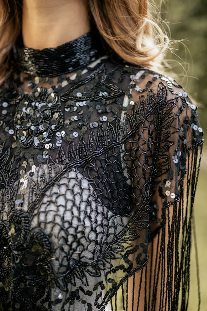 Capa Joya Aura Lentejuelas Negra