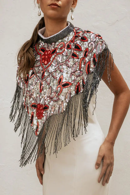 Capa Joya Elvy Gris perla, Iridiscente, Rosa y Rojo